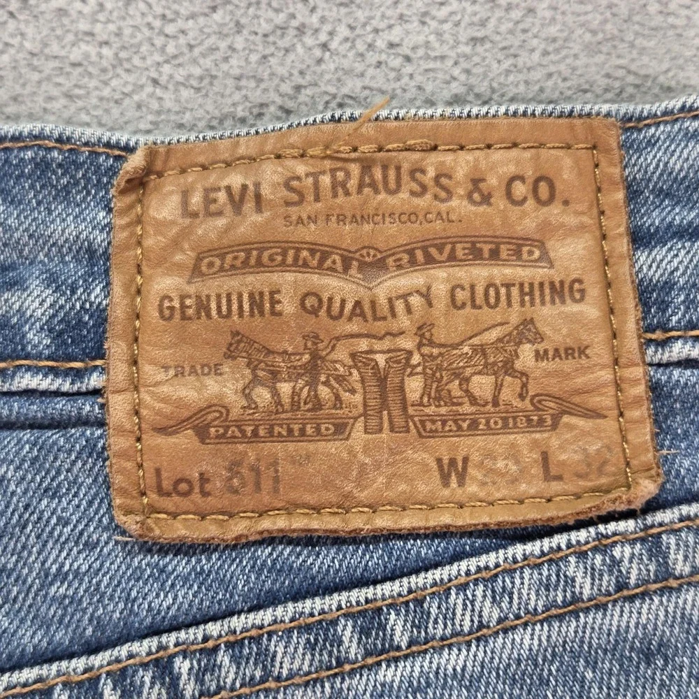 Levis Selvedge Jeans‎ Mens Blue 511 Slim Straight Whiskers Honeycomb Fits 27x30